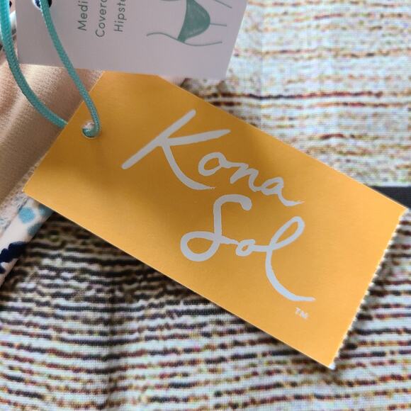 Kona Sol Blush and Blue Bikini Bottom - Picture 4 of 6